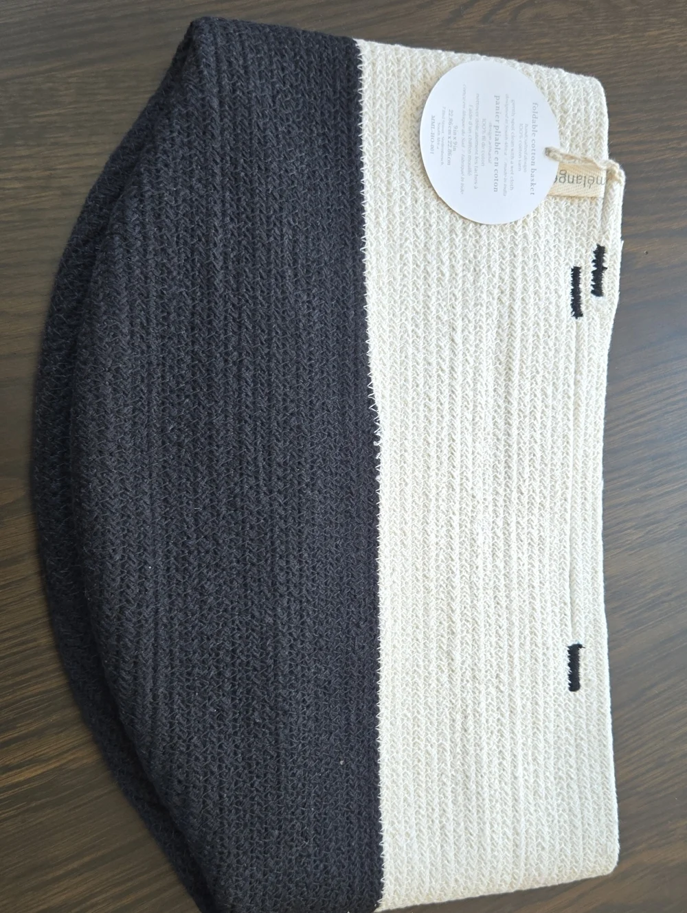 Melange Black and Cream Foldable Storage Basket